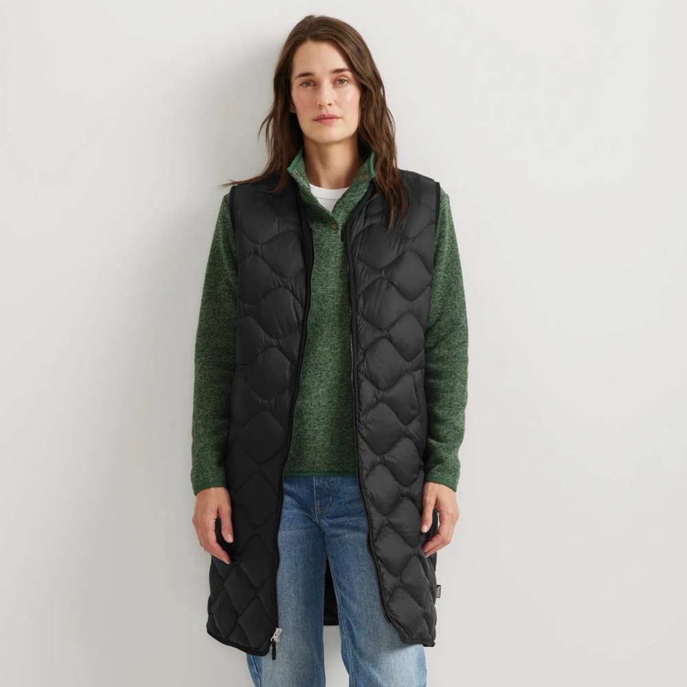 Eddie Bauer Shaw Long Down Black Quilted Puffer Vest XL Tall
